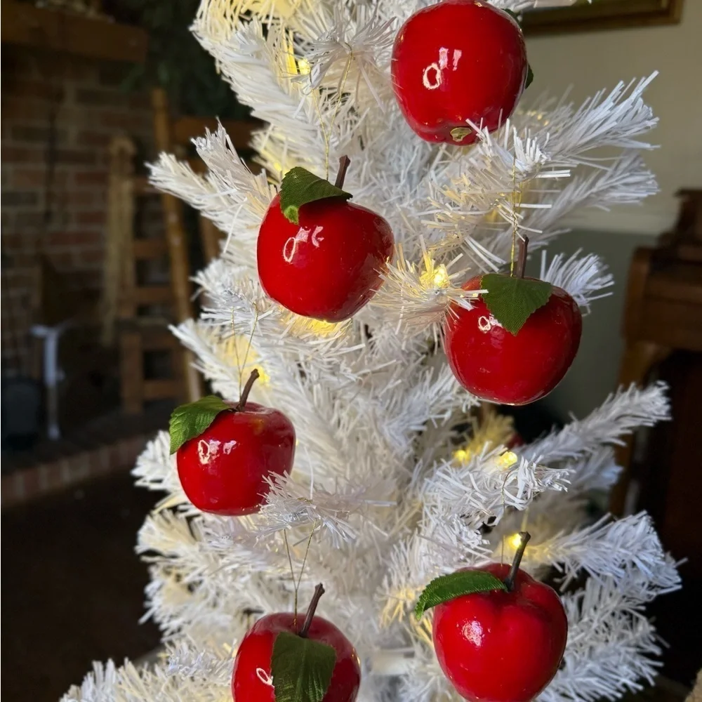Vintage 1989 Festive Red Apple Ornaments Set of 6